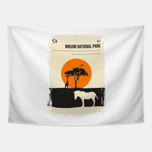 Mikumi Tanzania National Park vintage minimal travel poster Tapestry