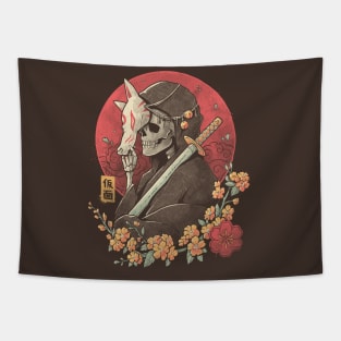 Oriental Death - Skull Sword Flowers Gift Tapestry