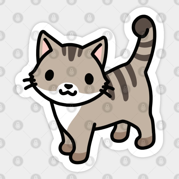 Grey Striped Cat - Cat - Sticker
