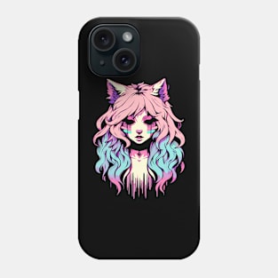 Anime cat girl pastel Phone Case