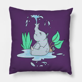 Elephant Playing With Water - Adorable Animal Design, Elephant Art Pillow