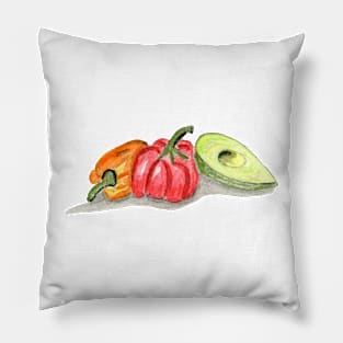 Peppers Painting,  Watercolor peppers, Vegetables Painting Art, Kitchen Wall Art Pillow