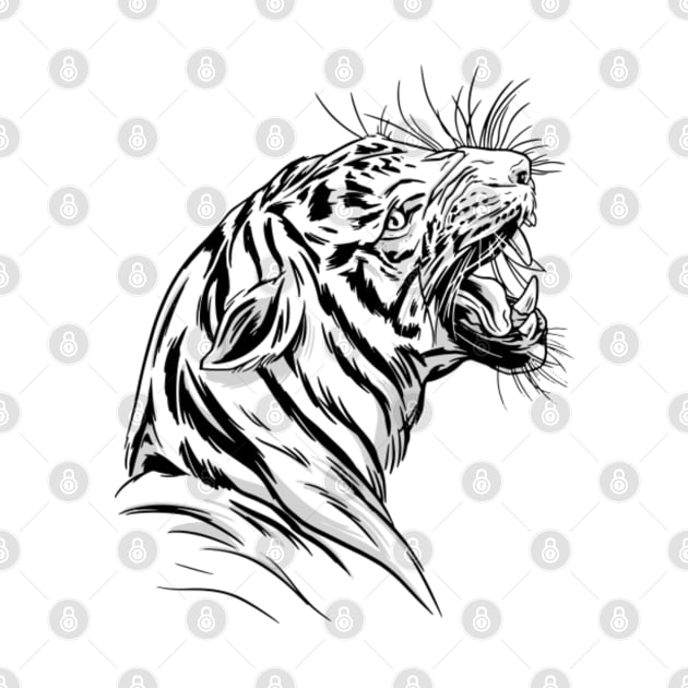 Angry Tiger by handdrawnillustrationart