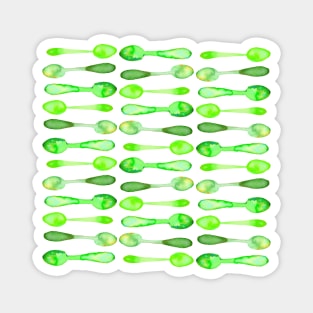 Green Watercolor Spoons Magnet