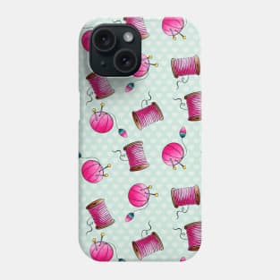 Sewing Thread Spool and Pin Cushion Watercolor Phone Case