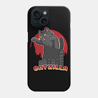 Catzilla playing on the city building Phone Case