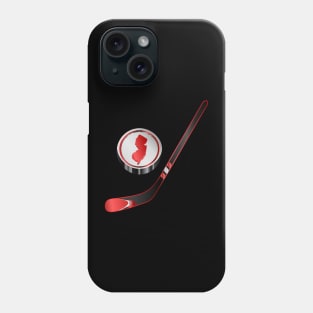 NHL - NJ Black Red Stick Silver Red Black Puck Phone Case