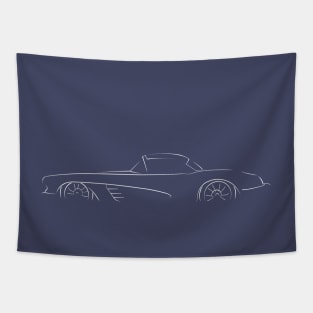 1958 Chevy C1 Corvette - stencil profile, white Tapestry