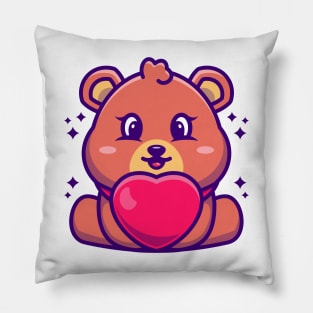 Cute baby bear cartoon with love Pillow