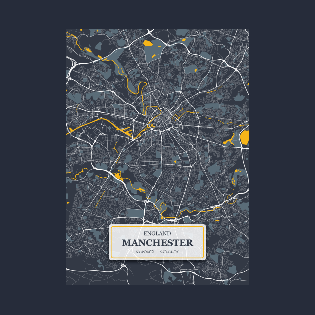 Manchester England City Map with GPS Coordinates Manchester England