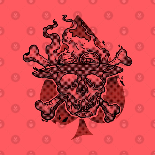 Burning Ace Pirate Skull by animate