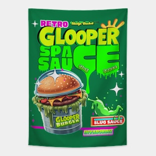 Retro Sludge Bucket Slug Burger "Glooper Fast Foods" Tapestry