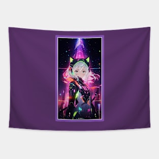 Anime Cute Cat Girl | Quality Anime Girl Artwork | Sci-Fi Manga Girl Anime Art Tapestry