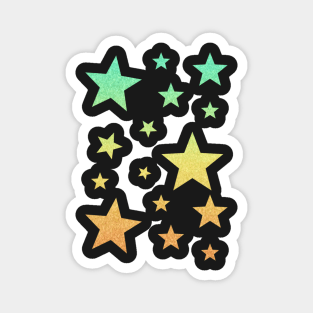 Teal Yellow Ombre Faux Glitter Stars Magnet