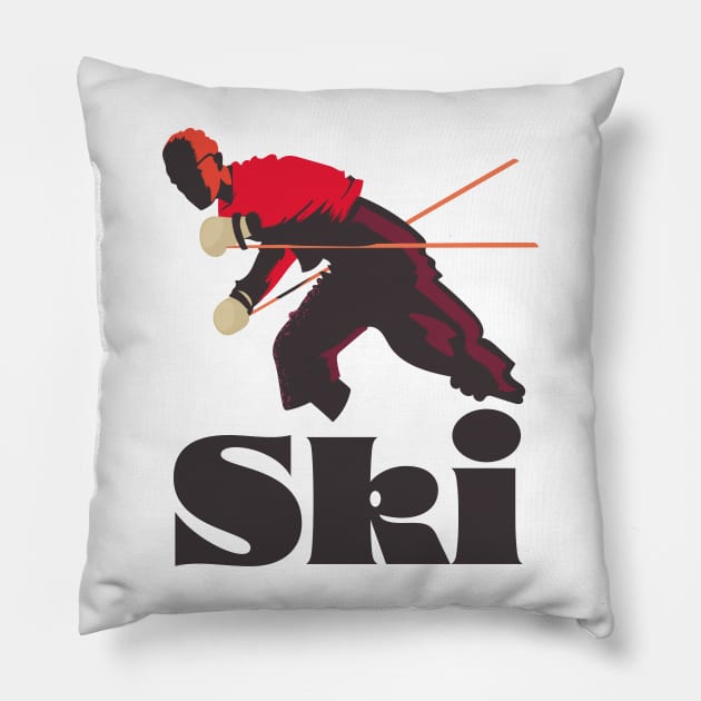 Retro Ski poster Pillow by nickemporium1