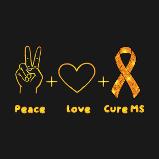 Multiple Sclerosis Awareness Peace Love Cure MS Warrior Prem T-Shirt