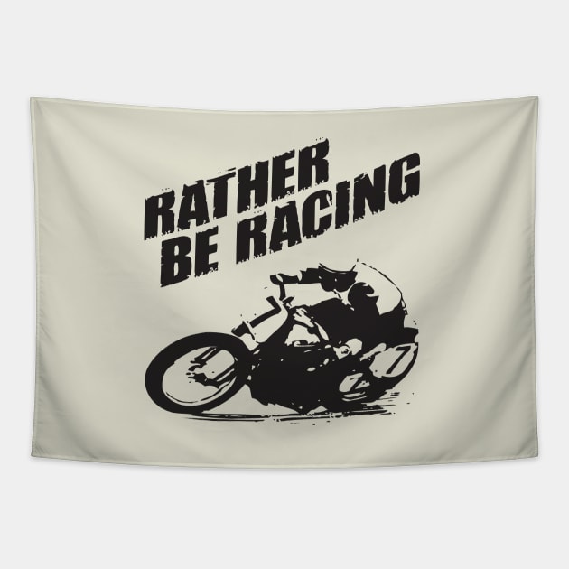 Rather be racing black print Tapestry by retropetrol