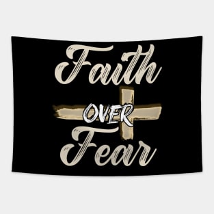 Jesus Christ Cross Faith Over Fear Quote Saying Christian Tapestry