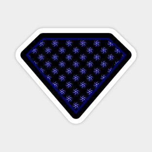 Yin Yang Diamond Design - Blue Color with a Ball Effect Pattern Magnet