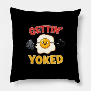 Egg Gym Tee -  Yolked Up, Sunny Side Gains Pillow