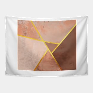 Geometric marble print, color blocking brown Tapestry