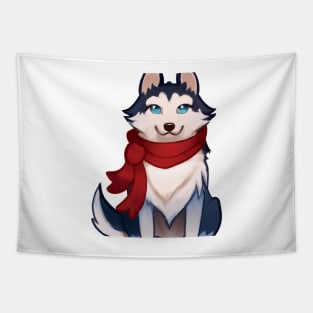 Cute Husky Drawing Tapestry