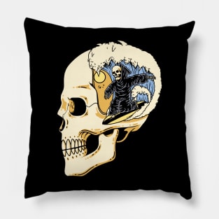 Surfing on the Skull Head Pillow