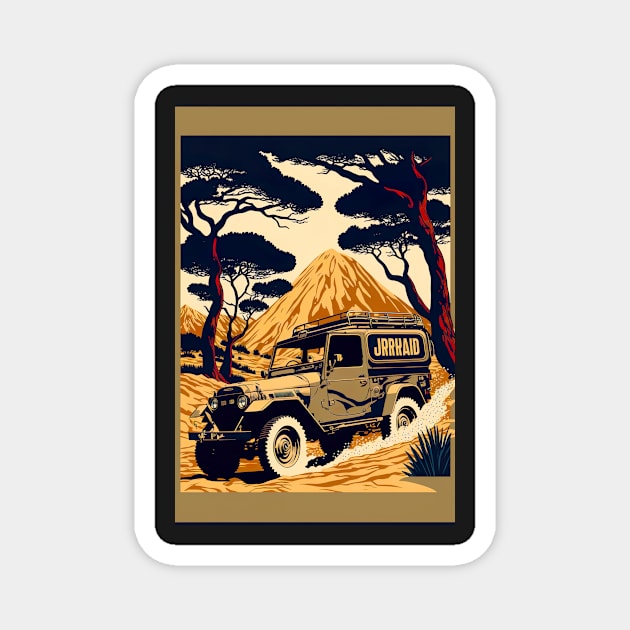 Brown Safari pick up truck in the wild Magnet by KoolArtDistrict