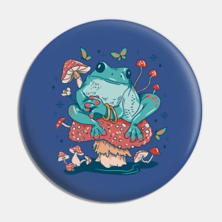 Cottagecore Aesthetic Mushrooms and Frog Pin