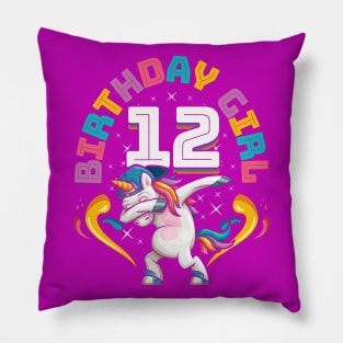 Dabbing Unicorn Birthday Girl 12 Years Old Pillow