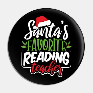 Santa's Favorite Reading Teacher Pin