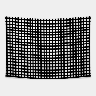 Black mesh grid square lines pattern Tapestry