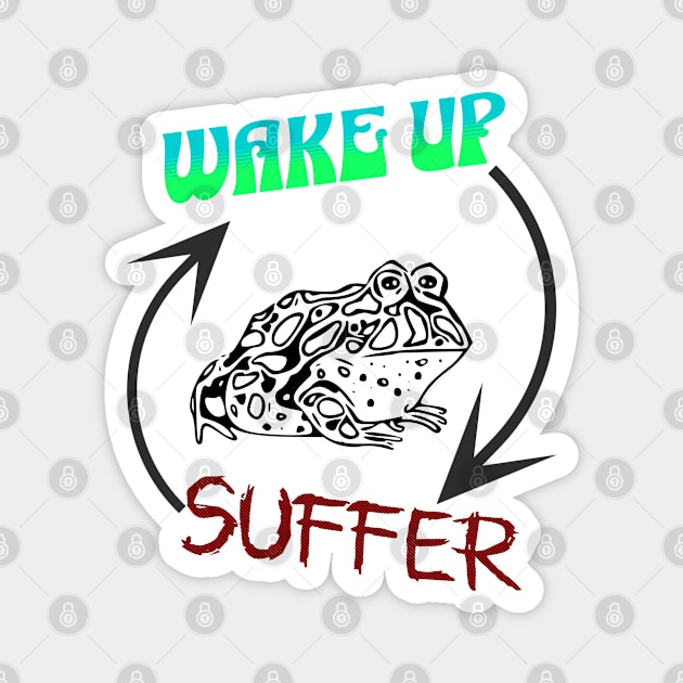 Wake Up, Suffer, Repeat, Frog Magnet by MotysDesigns