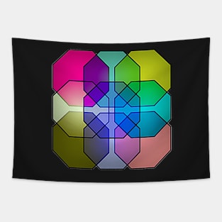 Neo Geo Colorful Octagons in Muted Rainbow Colors Tapestry