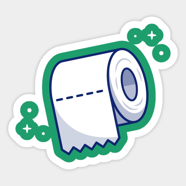 Cute Toilet Tissue Paper Roll Cartoon - Tissue Paper Box - Sticker