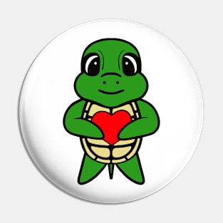 Happy Valentines Day Turtle Pin