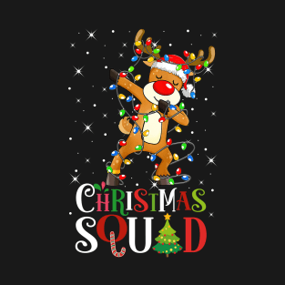 Christmas Squad Funny Xmas Dabbing Reindeer Christmas Lights T-Shirt