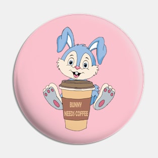 Bunny needs coffee Pin