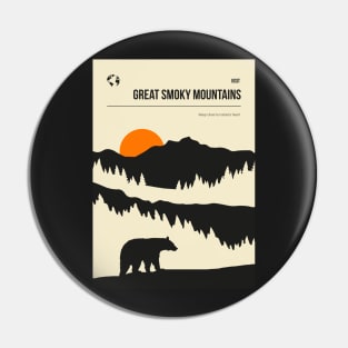 Great Smoky Mountains Vintage Minimal Retro Travel Art Pin