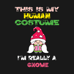 This Is My Human Costume I'm Really A Gnome Lover Christmas Gift Idea Gnome Cartoon T-Shirt