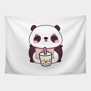 Cute Little Panda Loves Boba! Tapestry