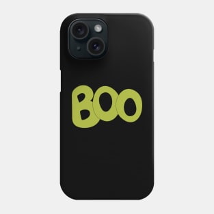 BOO text art in green bubble letters Phone Case