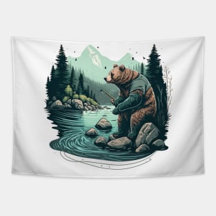 Bear fishing Tapestry