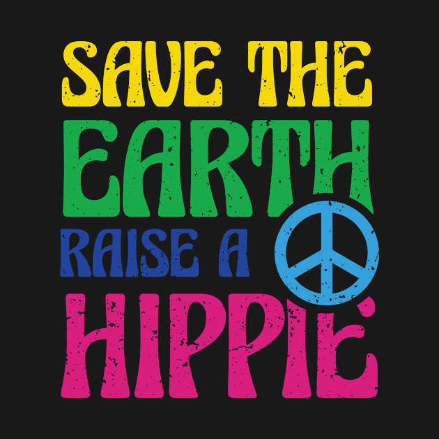 Raise A Hippie Peace Earth Day Nature Environment by Rengaw Designs