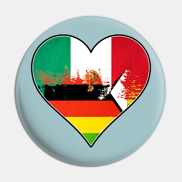 Mexican and Zimbabwean Heart Mix Heritage Flag Pin by Just Rep It!!