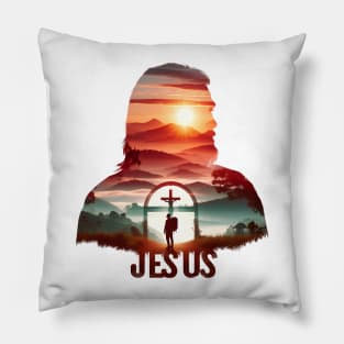 Christian Tshirt Design Siluet Jesus Christ Pillow