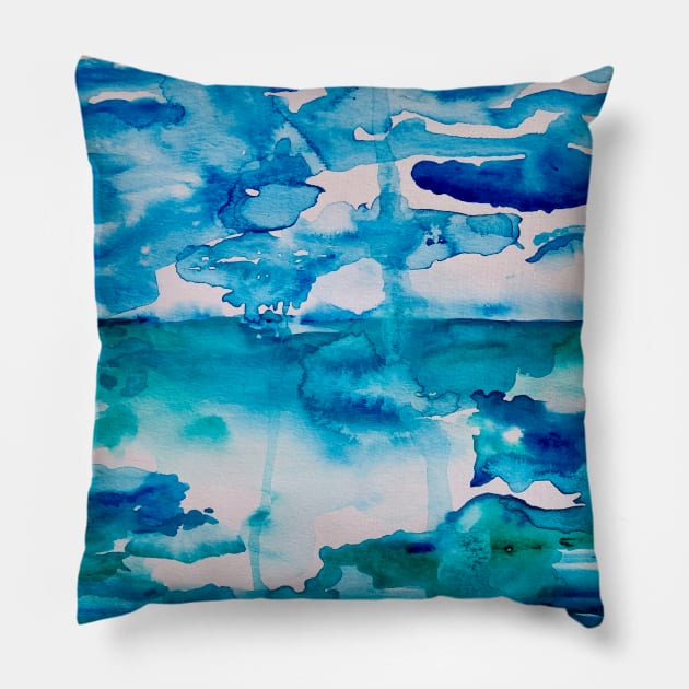 Cabo Beach Mexico Watercolor #2 Pillow by ANoelleJay