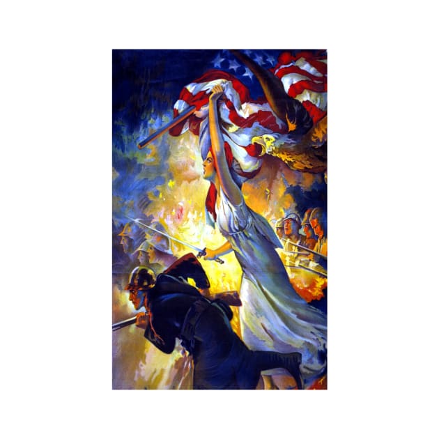 Lady Liberty with American Flag by MasterpieceCafe