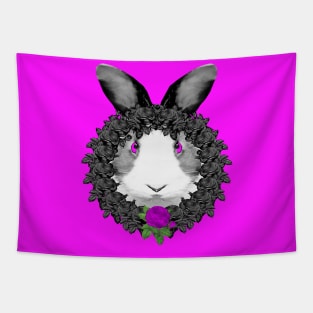 Rabbit Pink Rose Wreath Tapestry