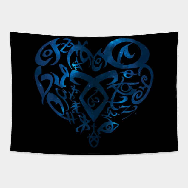 Shadowhunters rune / The mortal instruments - heart rune (blue galaxy) - Parabatai - Mundane gift idea Tapestry by Vane22april